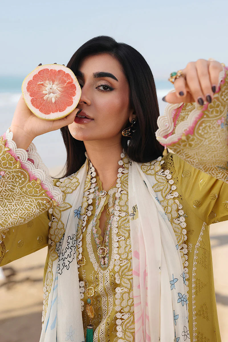 Qalamkar - 3PC Luxury Lawn Embroidered Suit - RR-4006