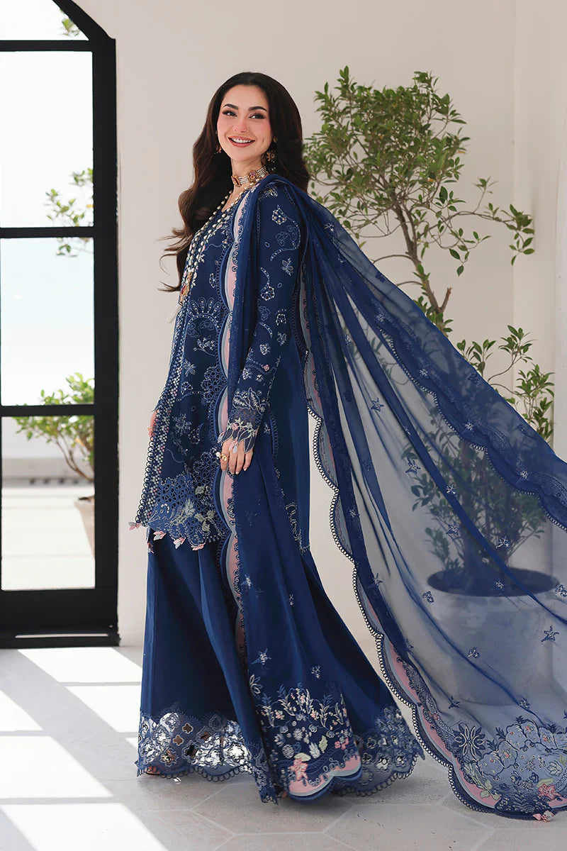 Qalamkar - 3PC Luxury Lawn Embroidered Suit - RR-4011