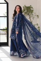 Qalamkar - 3PC Luxury Lawn Embroidered Suit - RR-4011