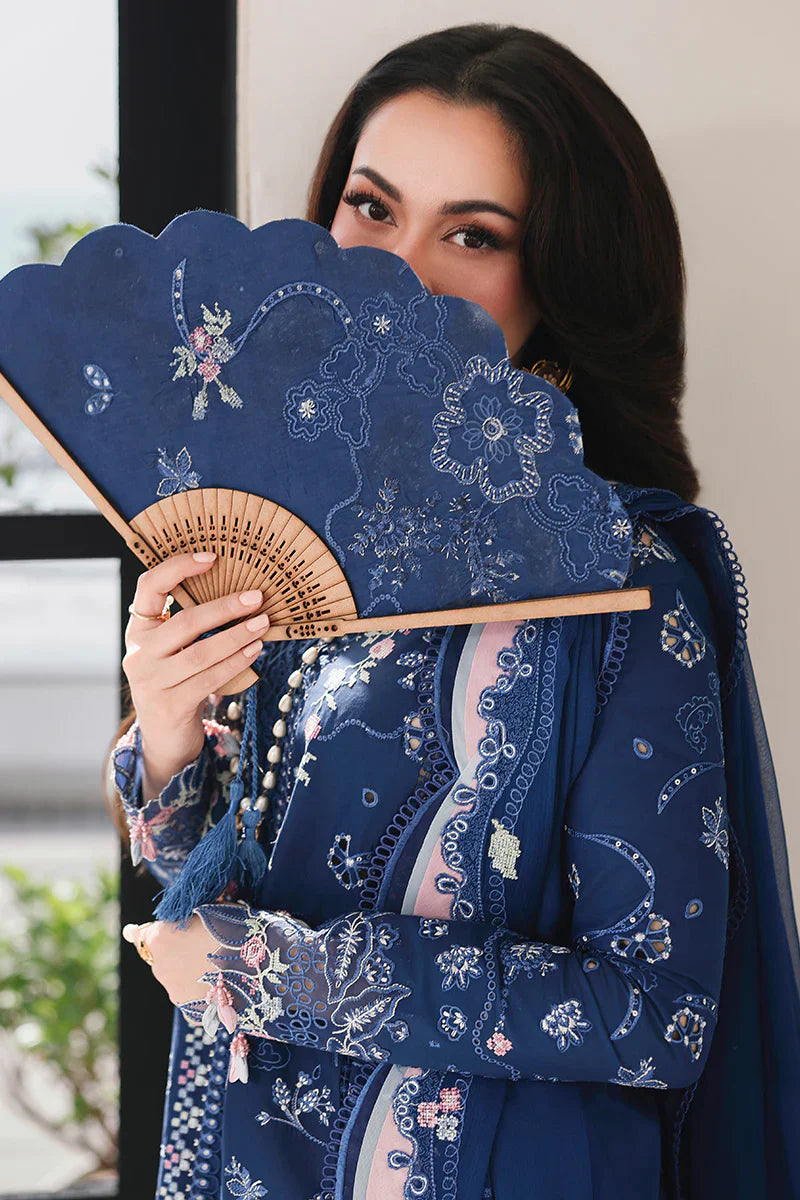 Qalamkar - 3PC Luxury Lawn Embroidered Suit - RR-4011