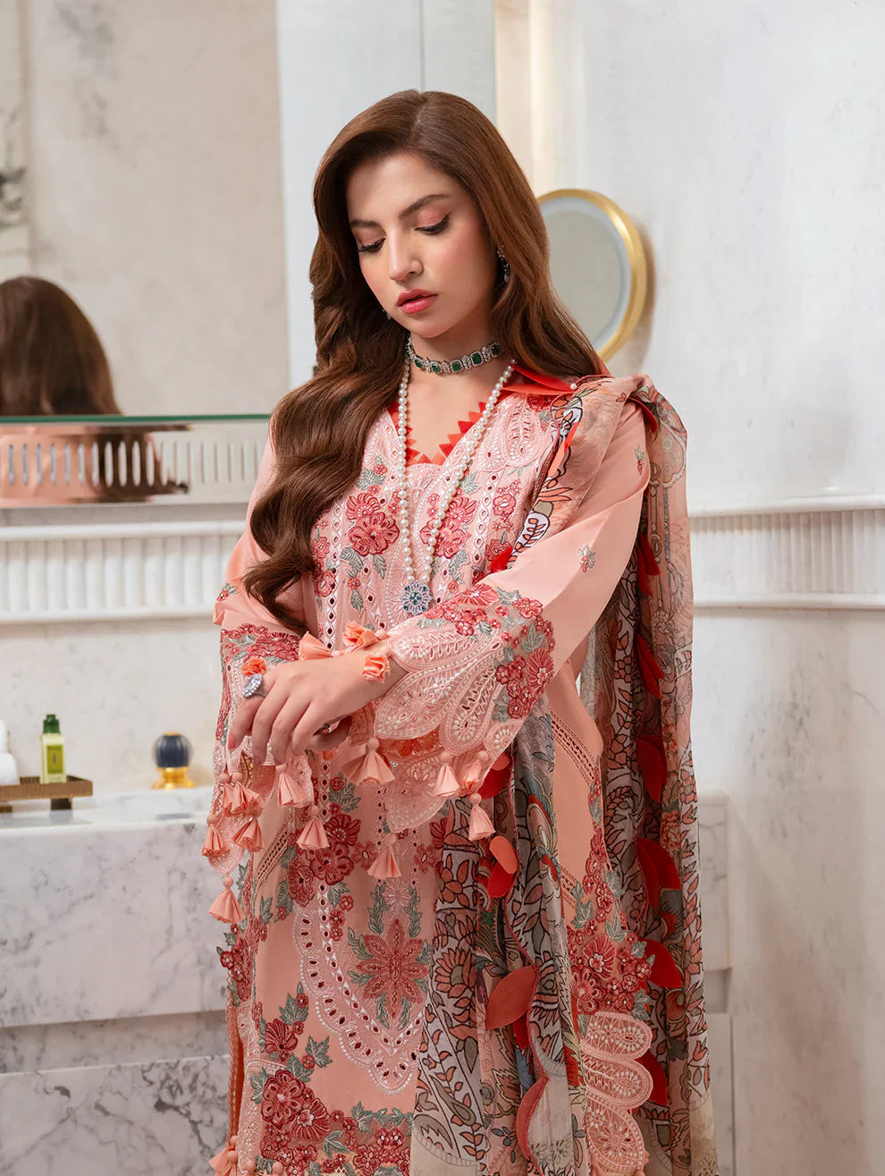 JADE - 3PC Luxury Lawn Embroidered Suit - RR-4014