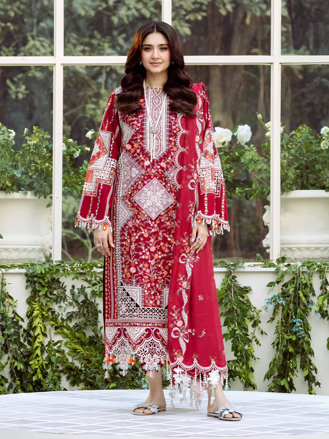 BIN ILYAS  - 3PC Luxury Lawn Embroidered Suit - RR-4048