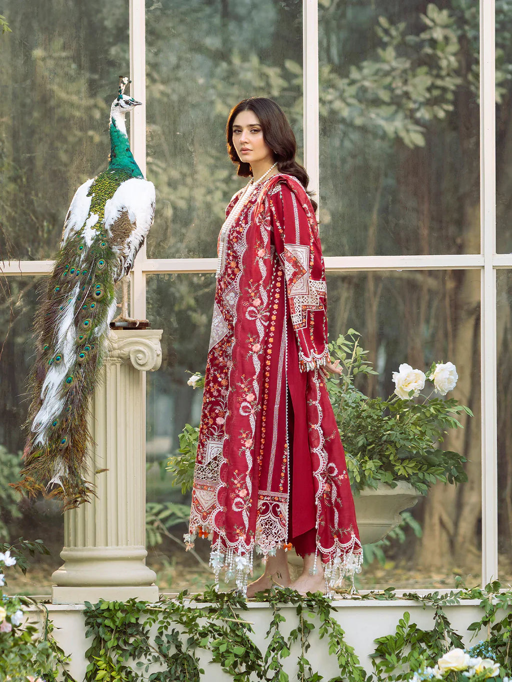 BIN ILYAS  - 3PC Luxury Lawn Embroidered Suit - RR-4048