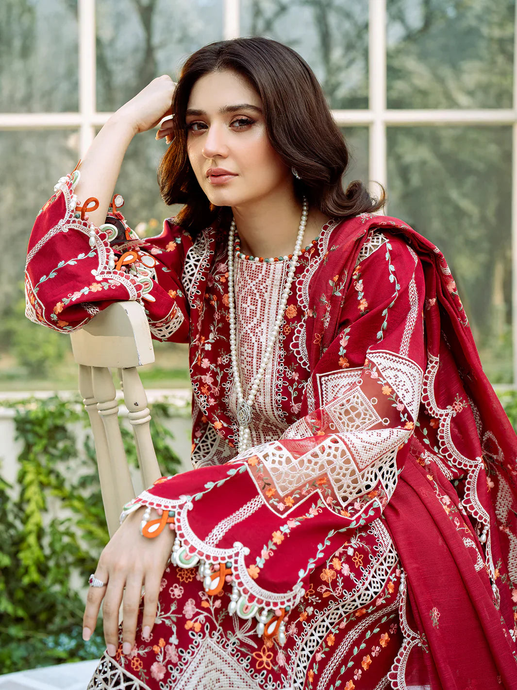BIN ILYAS  - 3PC Luxury Lawn Embroidered Suit - RR-4048