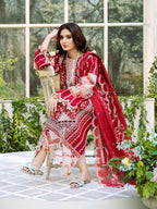 BIN ILYAS  - 3PC Luxury Lawn Embroidered Suit - RR-4048