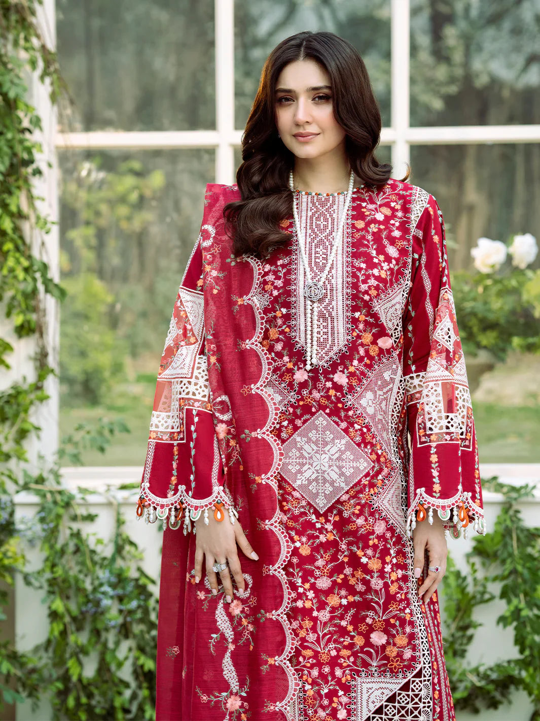 BIN ILYAS  - 3PC Luxury Lawn Embroidered Suit - RR-4048