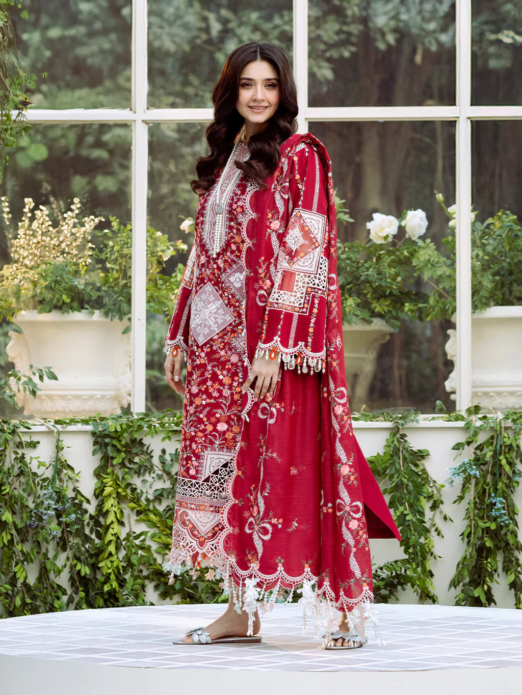 BIN ILYAS  - 3PC Luxury Lawn Embroidered Suit - RR-4048