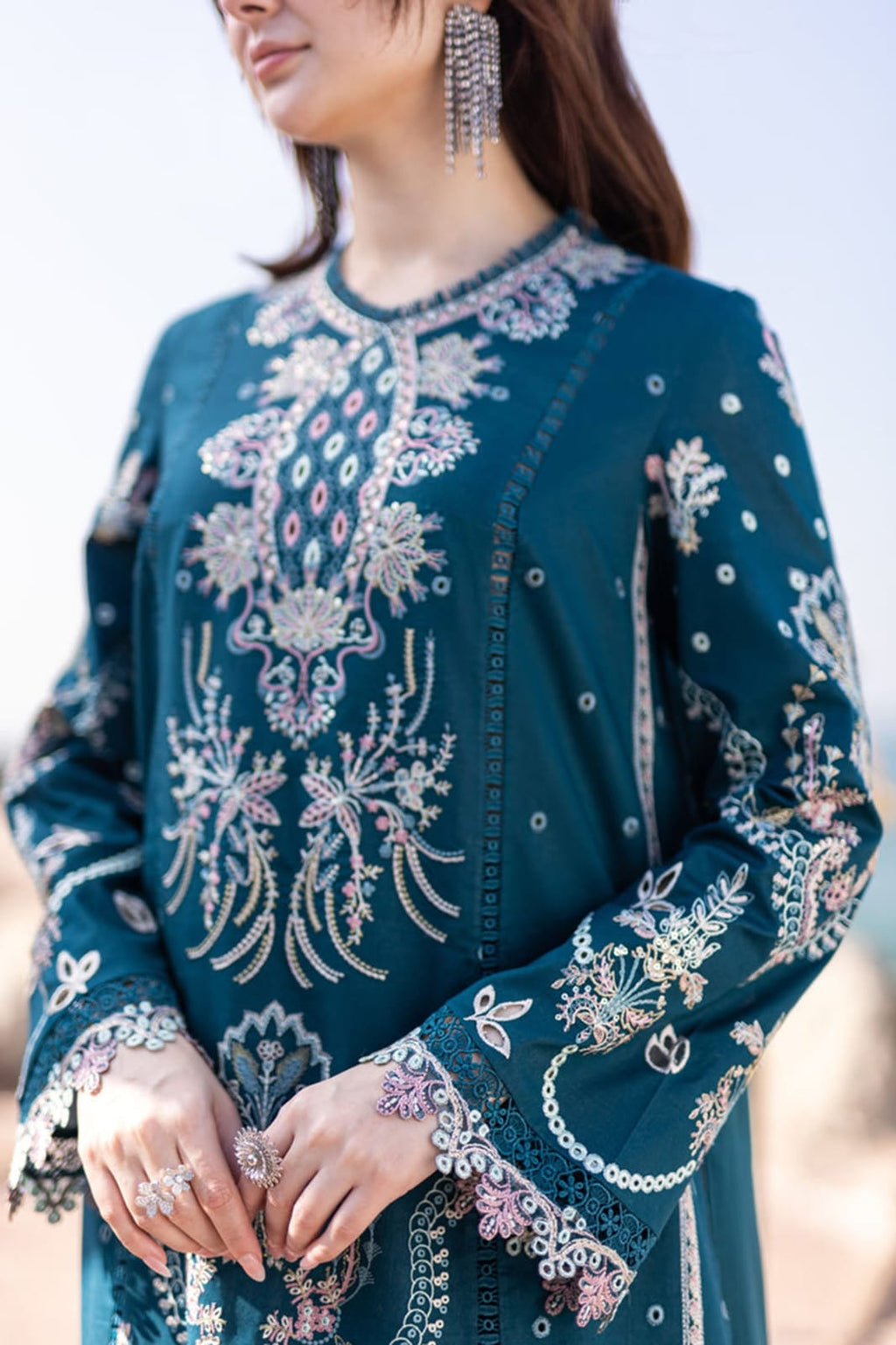 Restock Again - Qalamkar - Unstitched 3PC Embroidered Lawn - RR3062