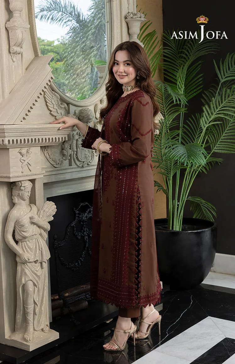 Asim jofa - 3PC Luxury Lawn Embroidered Suit - RR-4003