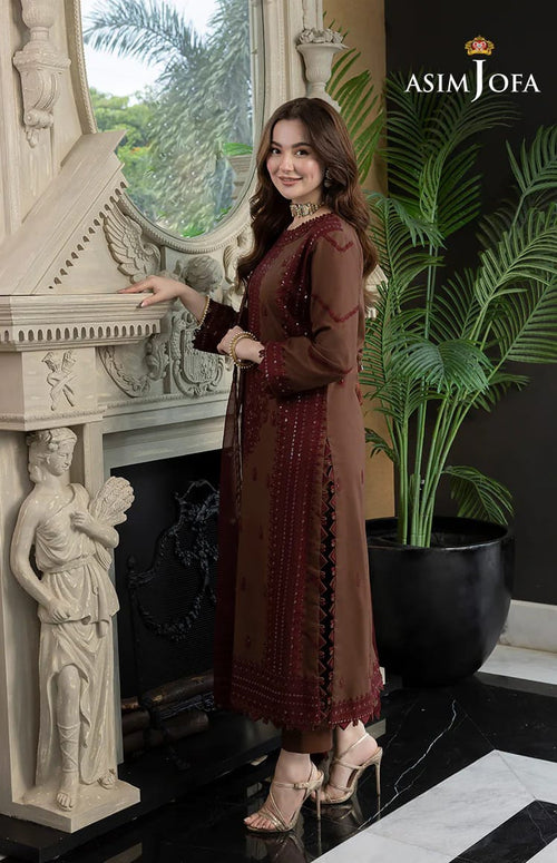 Asim jofa - 3PC Luxury Lawn Embroidered Suit - RR-4003