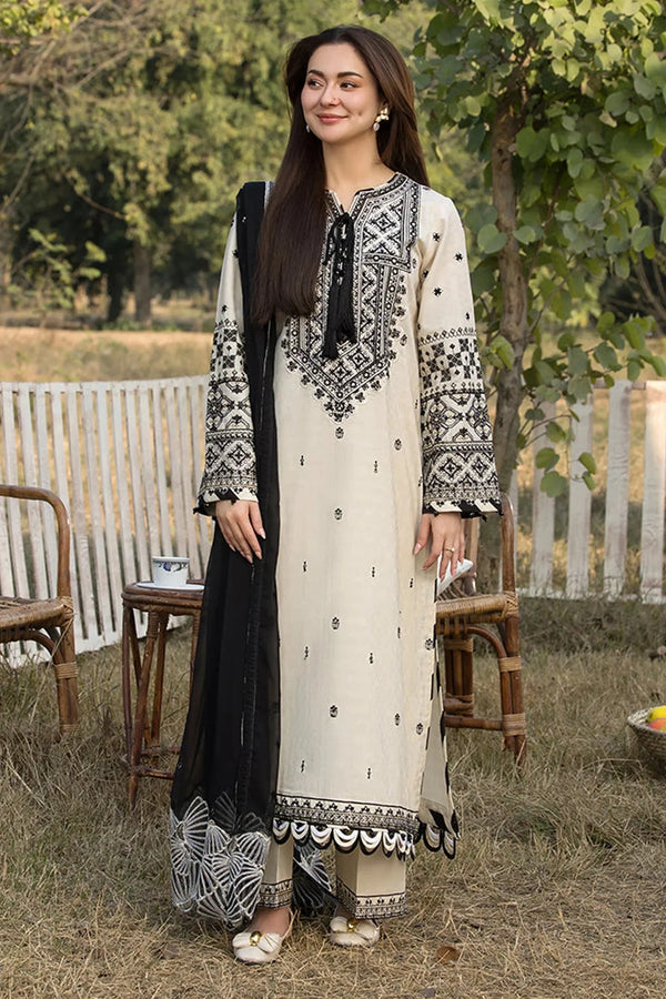 3 PC EMBROIDERED DHANAK SUIT – Elegant Unstitched Winter Collection - RR2019