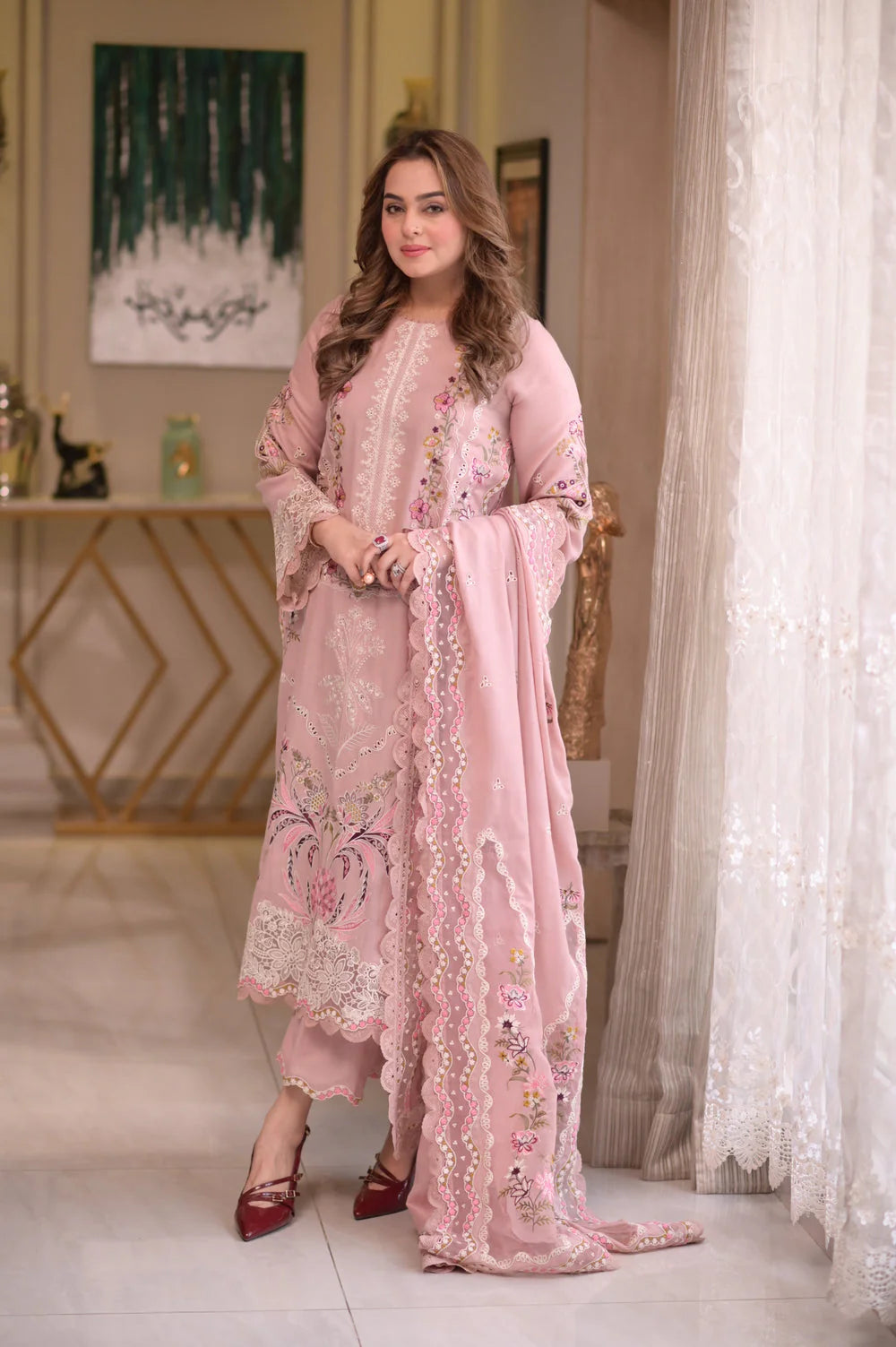 Aneelas - 3PC Luxury Lawn Embroidered Suit - RR-4049
