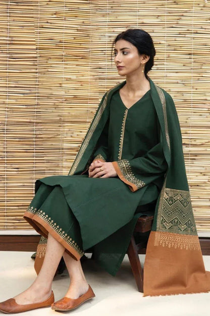 3 PC EMBROIDERED DHANAK SUIT – RR2059 - Rangrezza